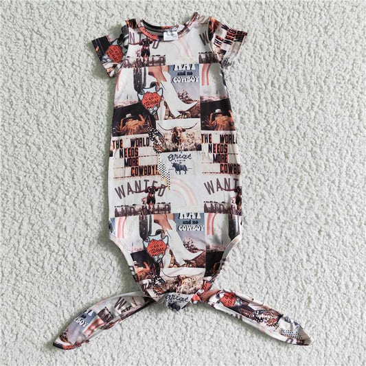 Western cowboy newborn baby gown