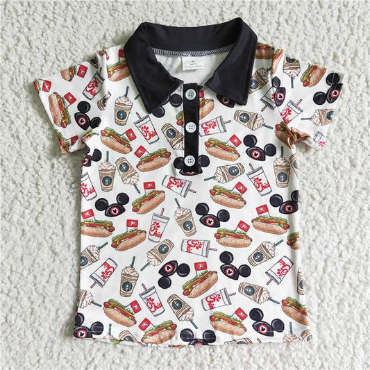 Hamburger boy short sleeve shirt pullover