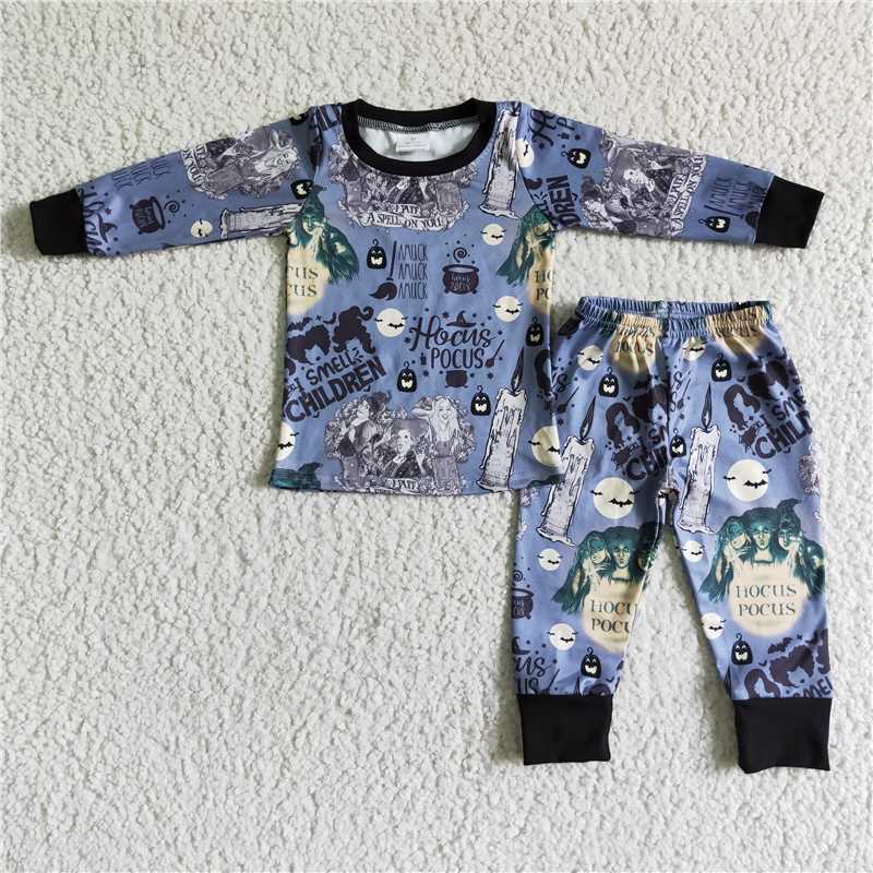 halloween pajamas suit boys long sleeve pants 2 pieces outfits winter sets