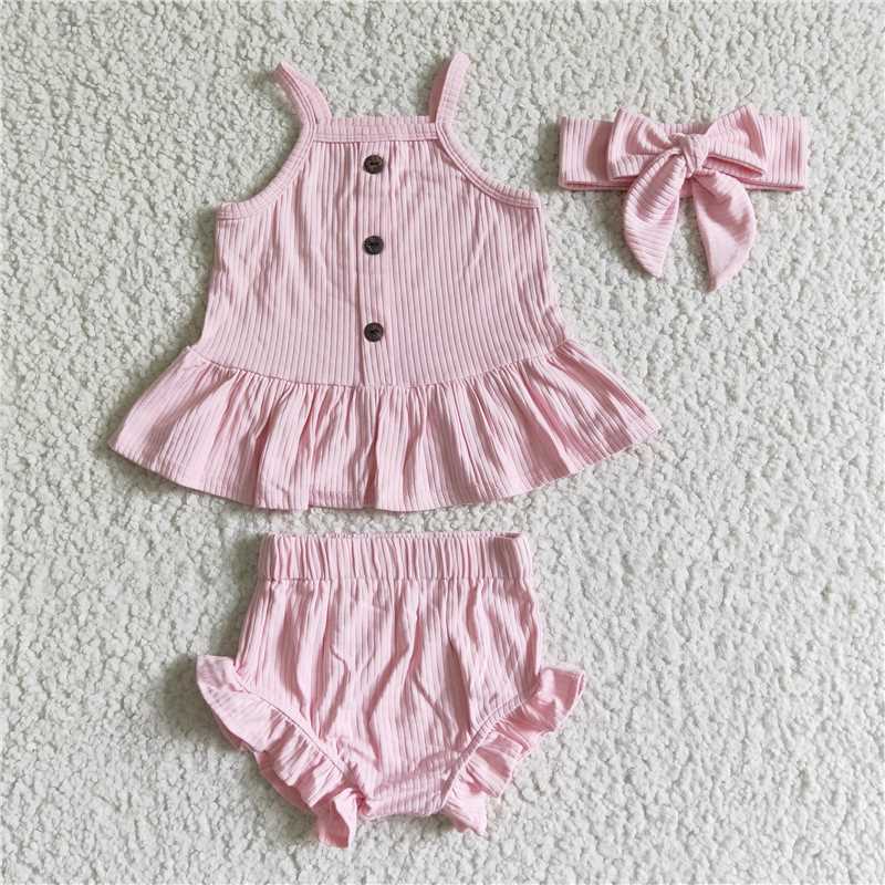 kids Girls bummies sets cotton solid color （Bows can purchased separately）