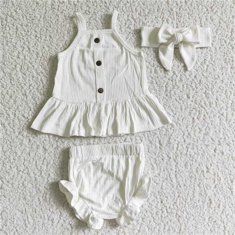 kids Girls bummies sets cotton solid color （Bows can purchased separately）