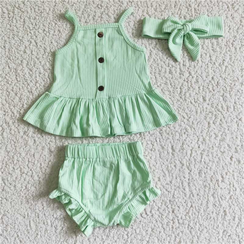 kids Girls bummies sets cotton solid color （Bows can purchased separately）