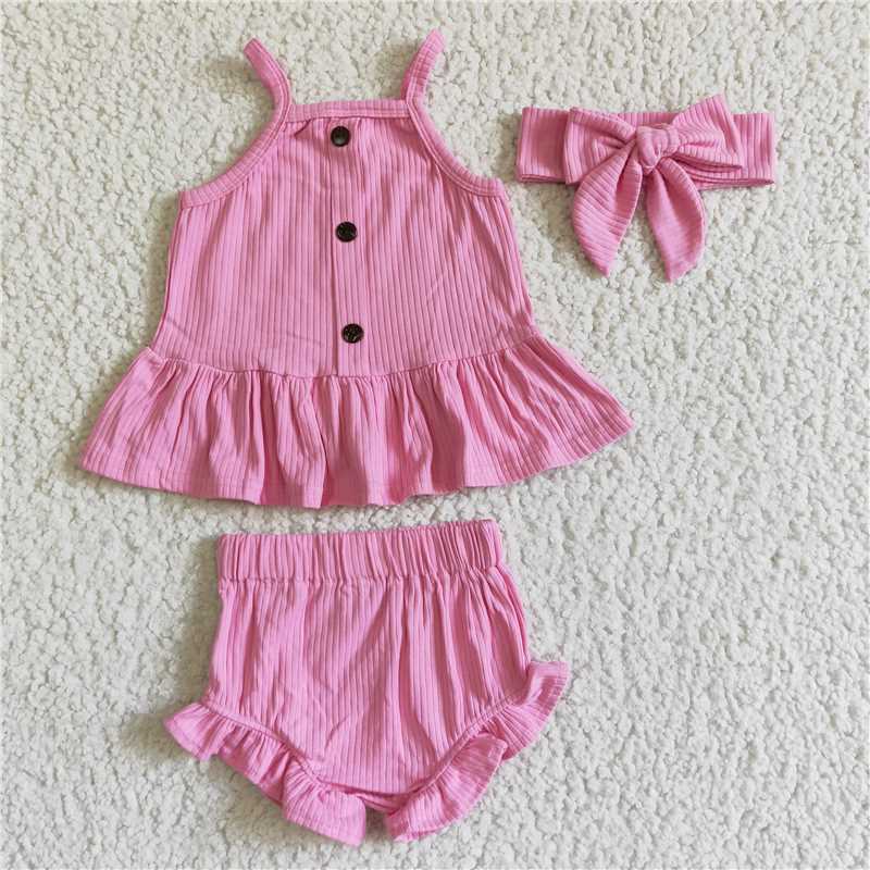 kids Girls bummies sets cotton solid color （Bows can purchased separately）