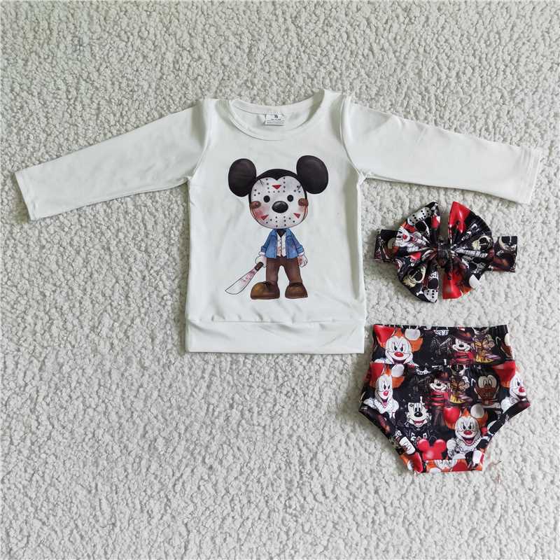 halloween long sleeve shirt bummies sets （Bow can be purchased separately）