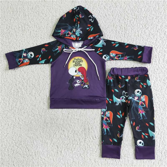 halloween winter hooded long sleeve top and long pants sets