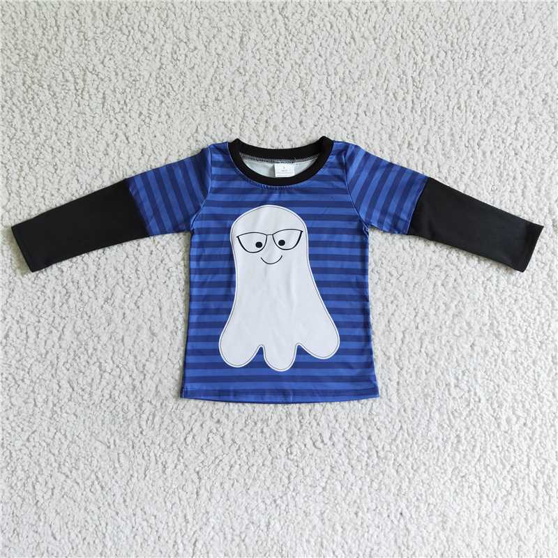 embroidery ghost halloween boys long sleeve shirt fall spring tops