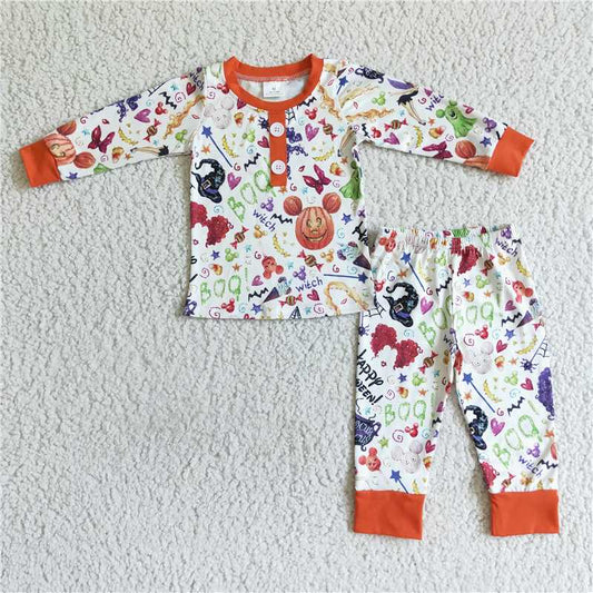 pumpkin halloween pajamas suit boy fall winter sets long sleeve pants outfits