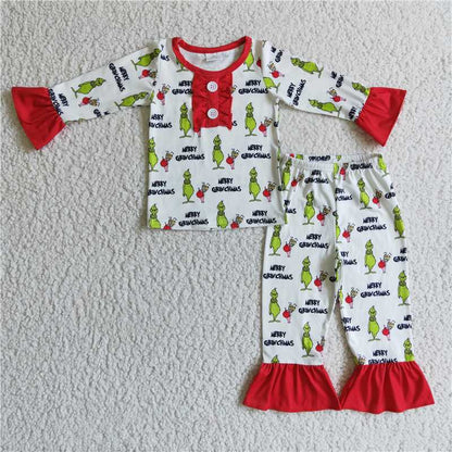 Christmas pajamas girl gown match suit sleep grinch outfits kids clothes