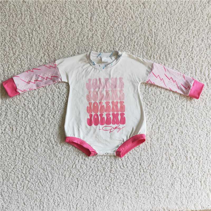 pink bubble long sleeve baby romper