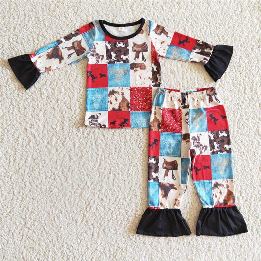 cow camo pajamas suit boys match girl 2 pieces outfits