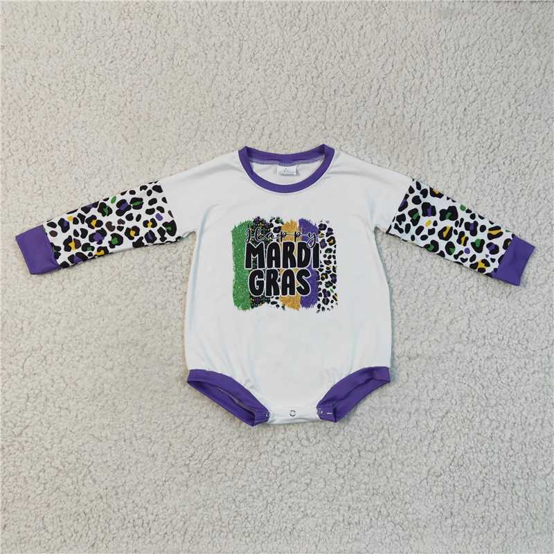 long sleeve mardi gras rompers kids bubbles