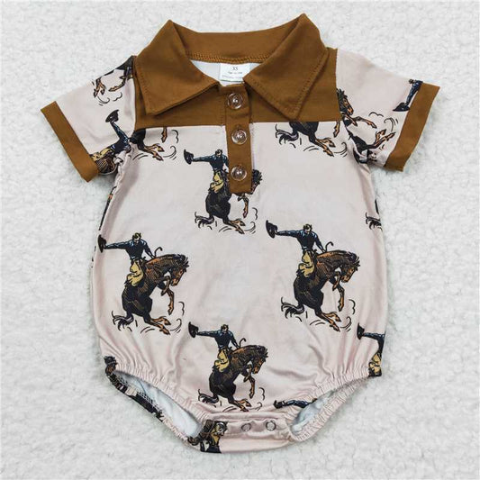 west cowboy short sleeve boys rompers