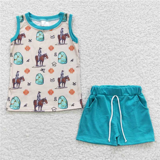 west cowboy boys summer sets kids clothes