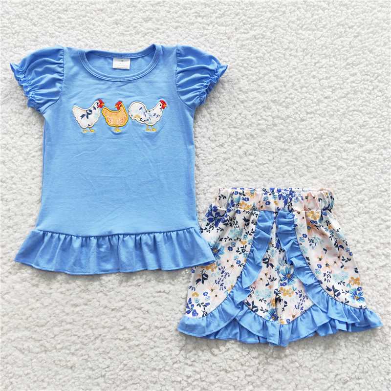 embroidery chicken kids outfits match baby rompers