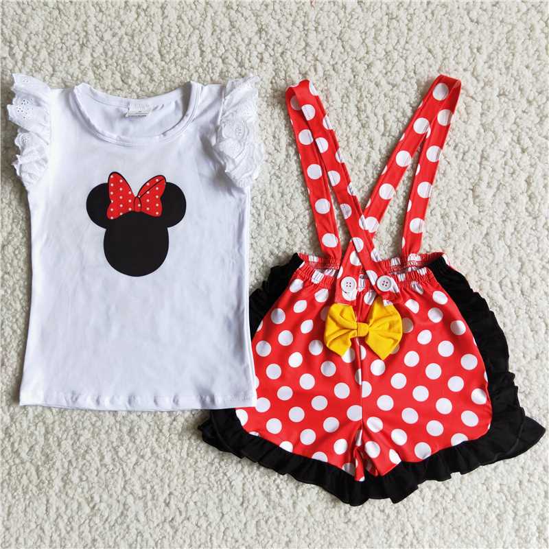 cartoon mouse girls overall shorts set kids clothes