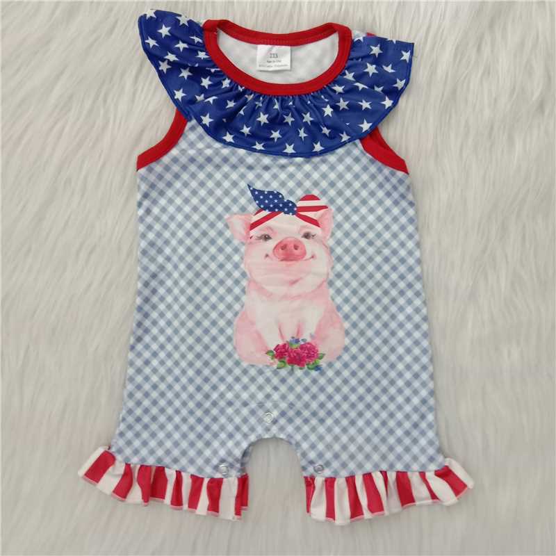 pig girls sleeveless baby rompers