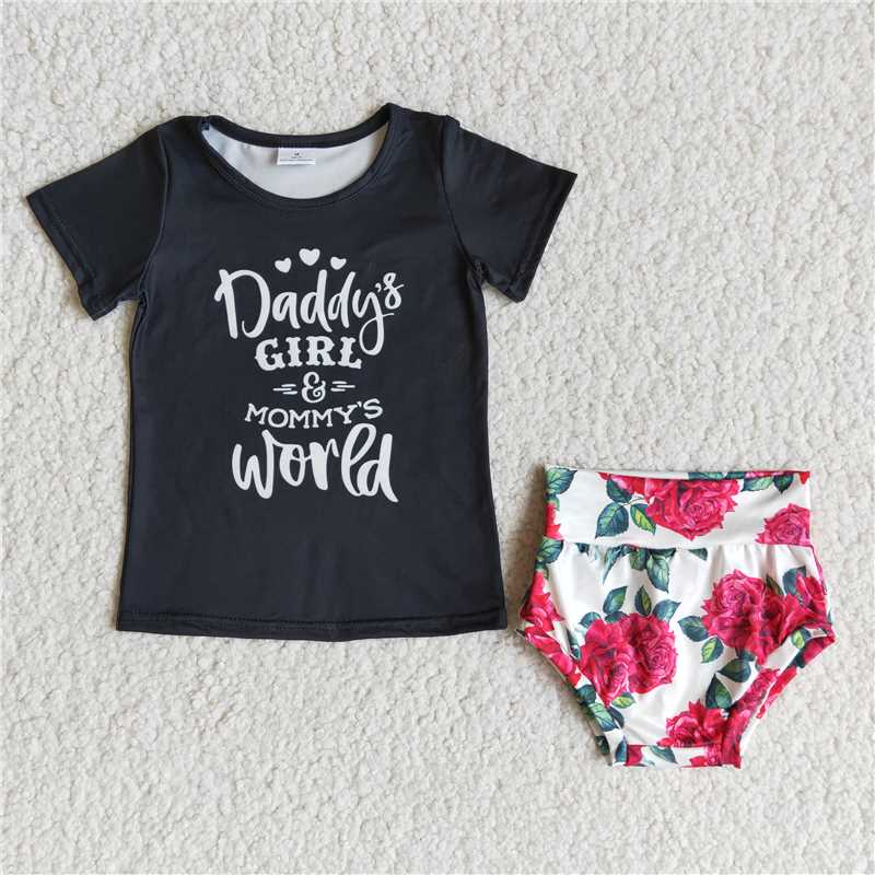 Girls baby bummies sets daddys girl flower