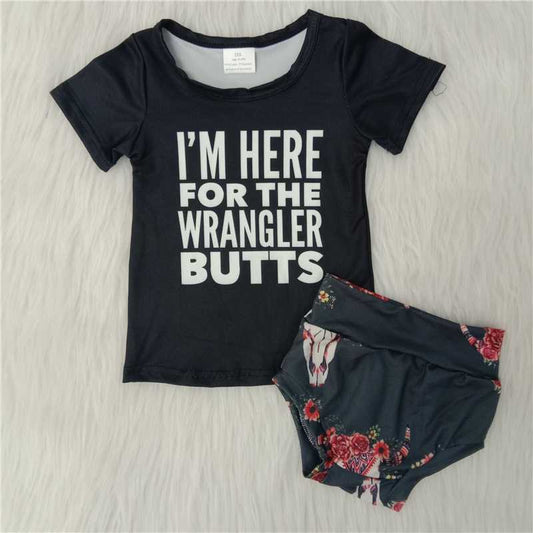 Girls baby bummies sets im here shirt