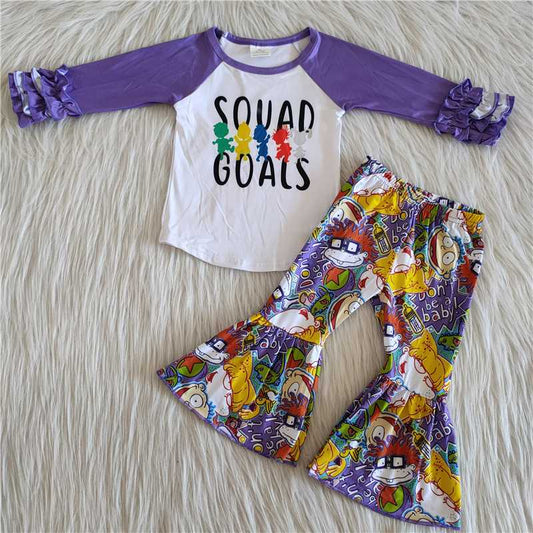 souad goals top and carton bell pants 2 pieces girls outfits kids clothes