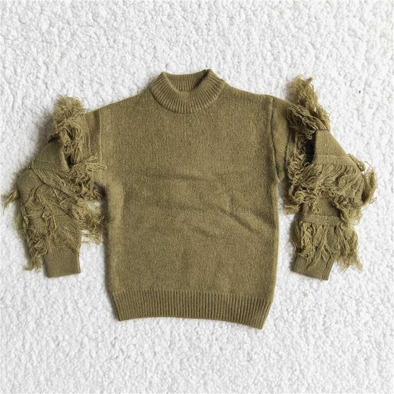 Green tassel solid color sale Sweater