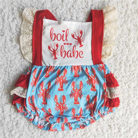 lace lobster girls bubbles baby rompers