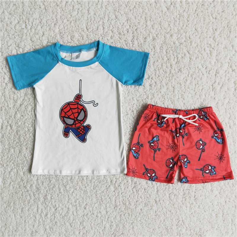 hero boys summer sets short sleeve shirt shorts 2pcs suit