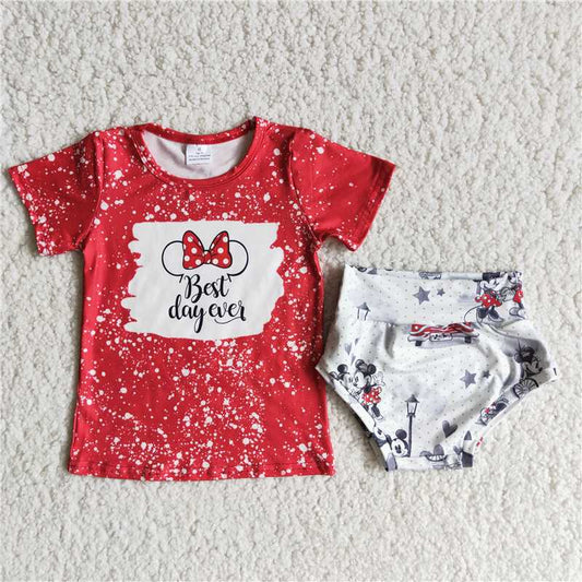 Girls baby bummies sets red shirt carton