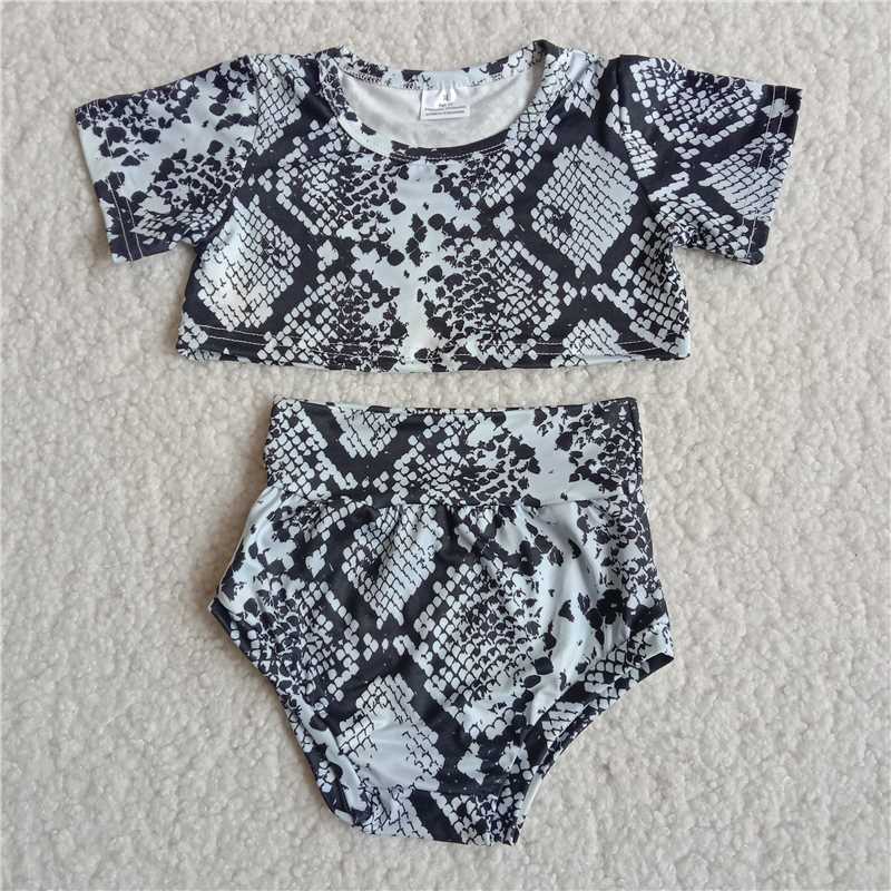 Girls baby bummies sets snake skin crop top