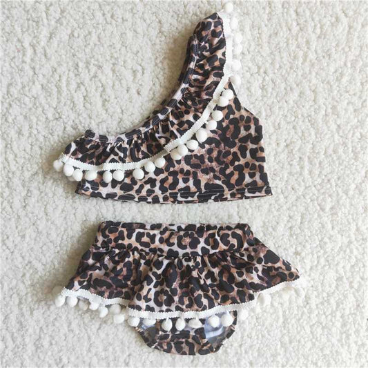 Leopard print girls swimsuit summer bathing suit