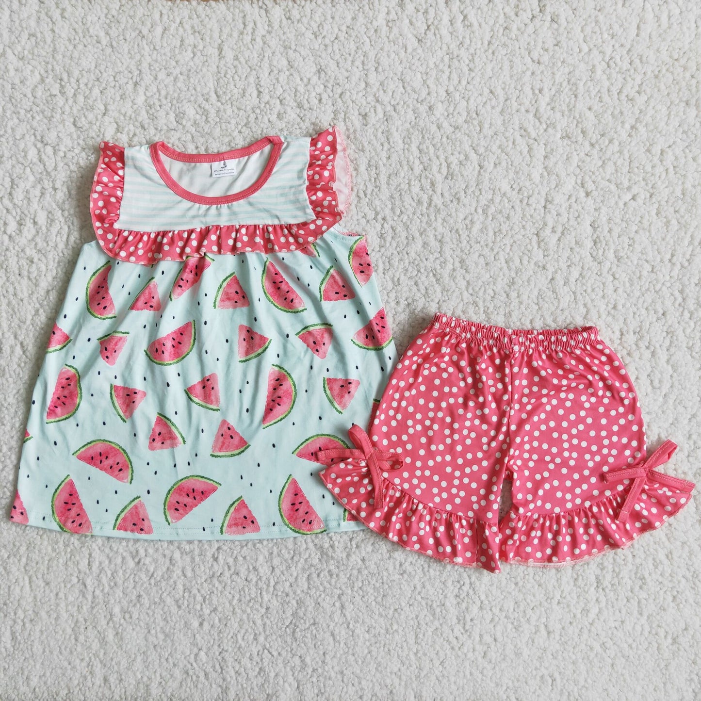 girls watermelon summer sleeveless shirt sets 2 pieces shorts outfits