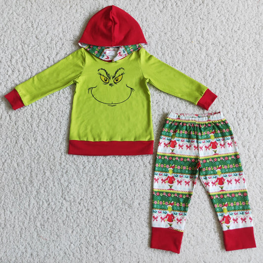 christmas boys outfits winter hooded sets grinch hoodie suits