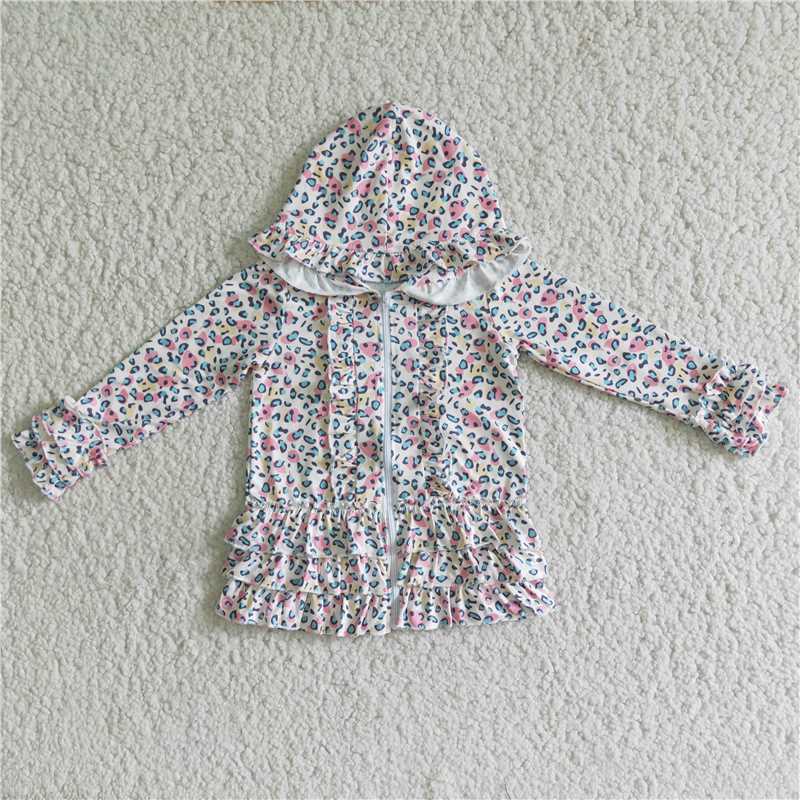 dots Print Hooded Zip Jacket girls coats