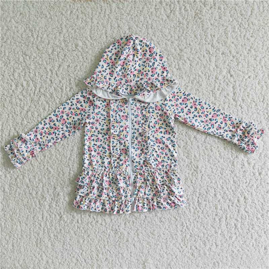 dots Print Hooded Zip Jacket girls coats