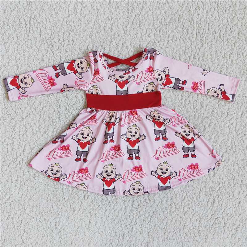 love heart carton skirt Valentine's Day Girls Dresses