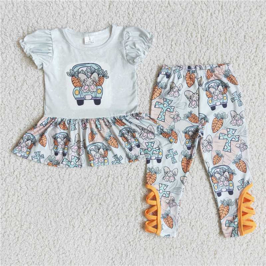 carrot truck girls sets easter outfits rabbit kids clothes