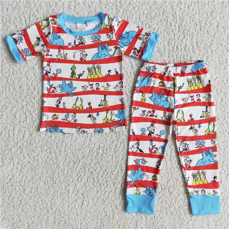 dr.seuss boys match girl outfits pajamas sets