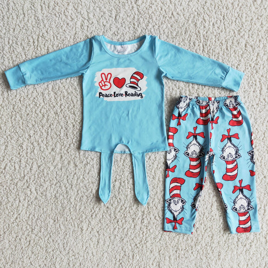 peace love reading dr.seuss shirt & pants girls set