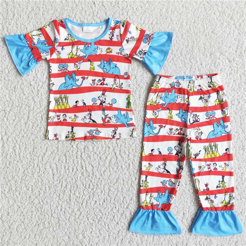 dr.seuss boys match girl outfits pajamas sets