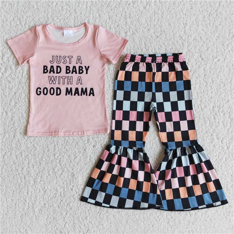 just a bad baby with a good mama shirt bell 2 pcs sets