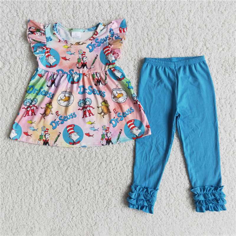 top & pants dr.seuss girls set kid clothes