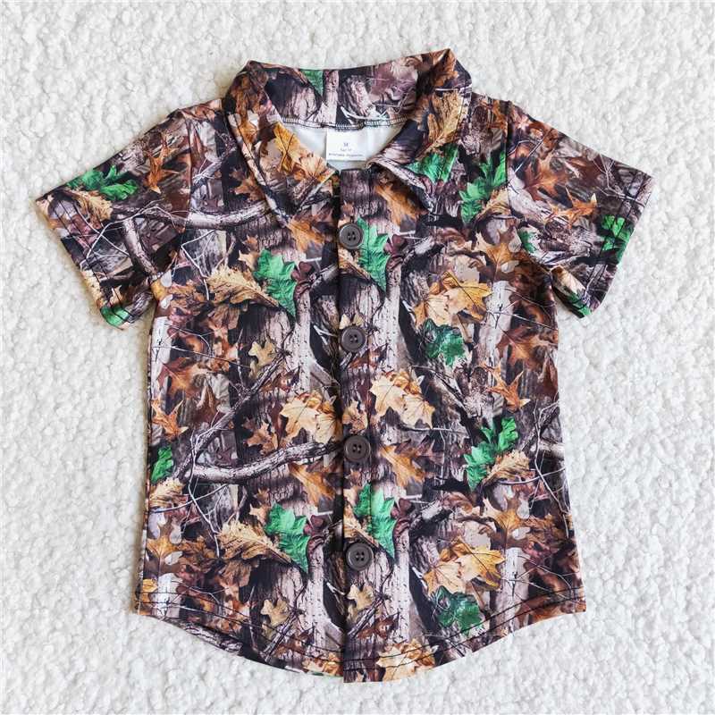 camo boys short sleeve shirt summer top