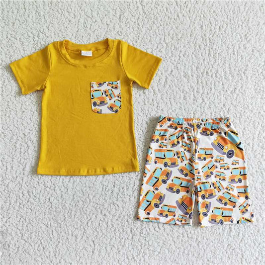 back to school boys summer sets short sleeve shirt and shorts 2 pieces suit