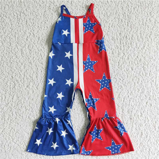 july 4th red blue white girls jumpsuits kids romper