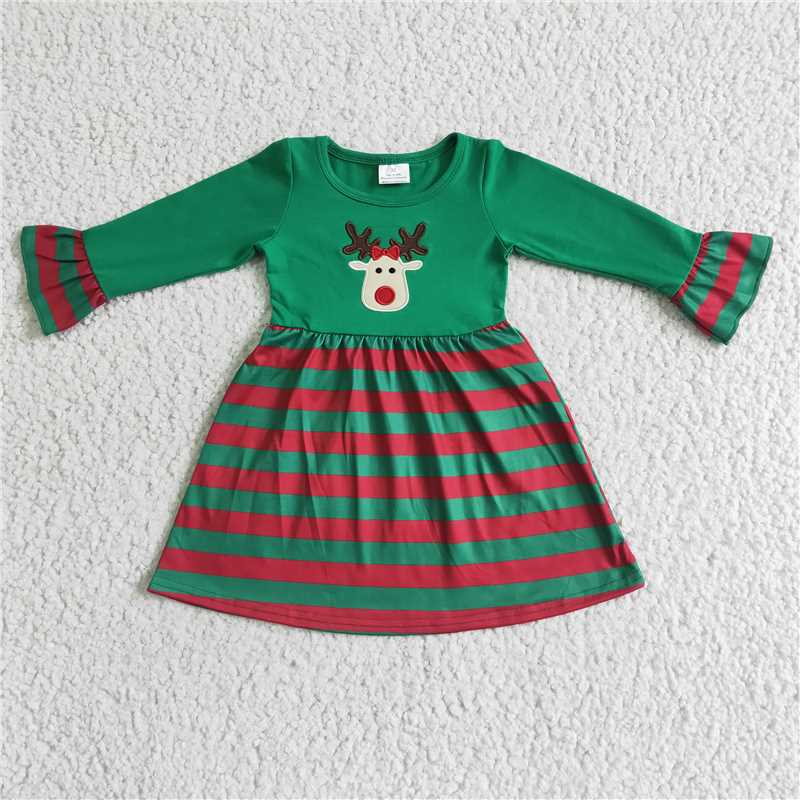 embroidery deer Merry Christmas girls matching boys outfits 2 pieces siblings fall winter sets romper dress