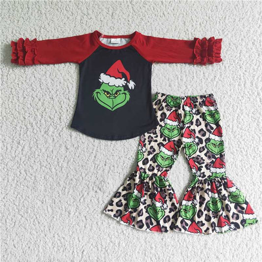 Merry Christmas girls outfits 2 pieces grinch fall winter sets