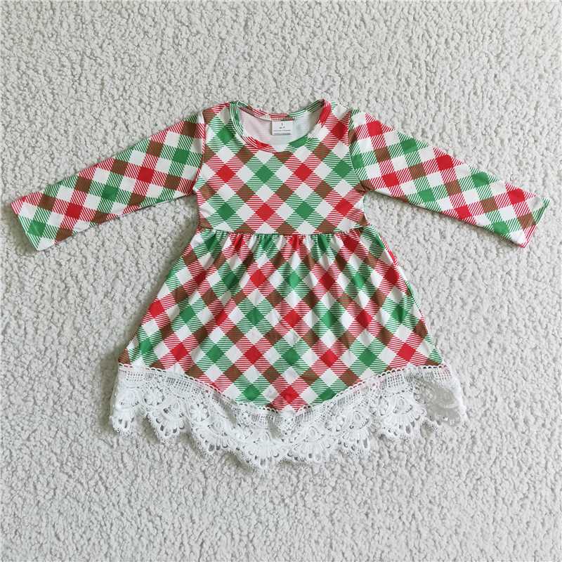 Christmas red green Plaid dress girls skirt