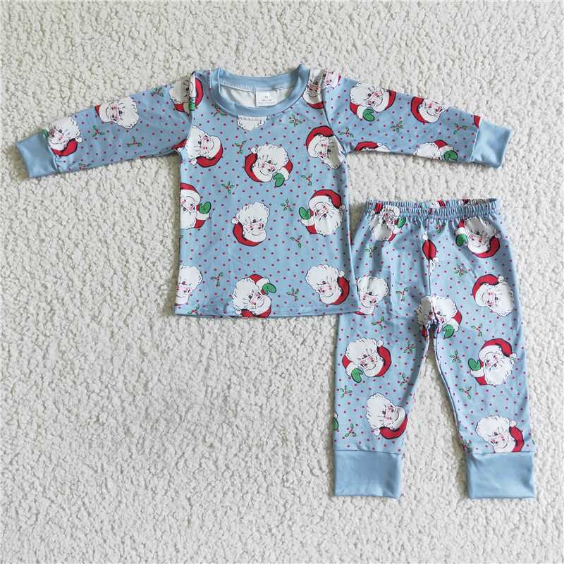 Santa Claus christmas pajamas boy fall winter sets long sleeve pants outfits