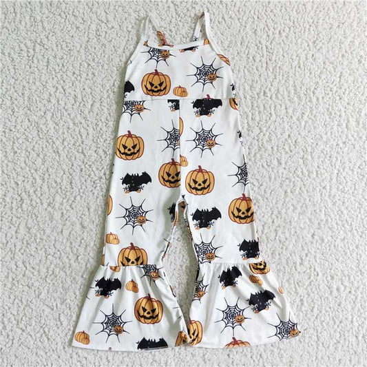 white halloween pumpkin girls jumpsuits fashion bell