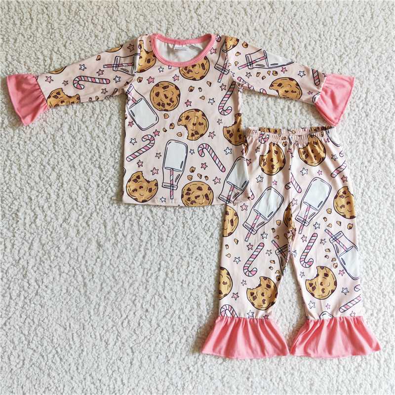 Christmas pajamas suit Milk Cookies sleep outfits kids clothes