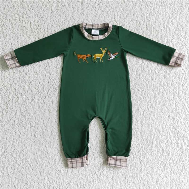 hunt long sleeve boys rompers with hidden button